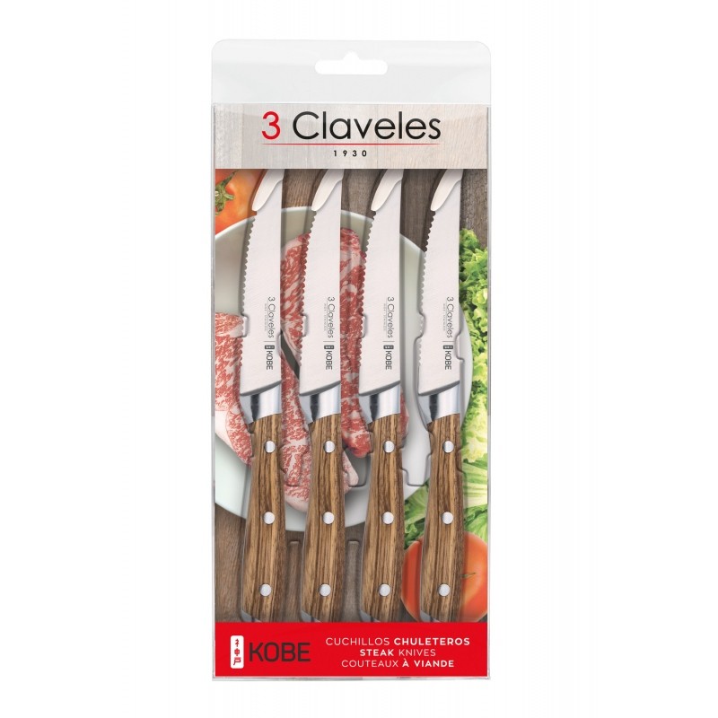CUCHILLO CHULETERO SIERRA 3 CLAVELES 01046 4 UNIDADES